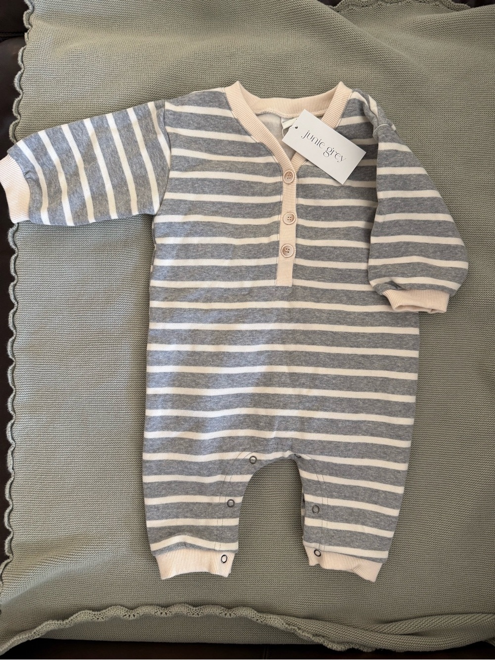 Junie Grey Striped Gray & Cream jumpsuit